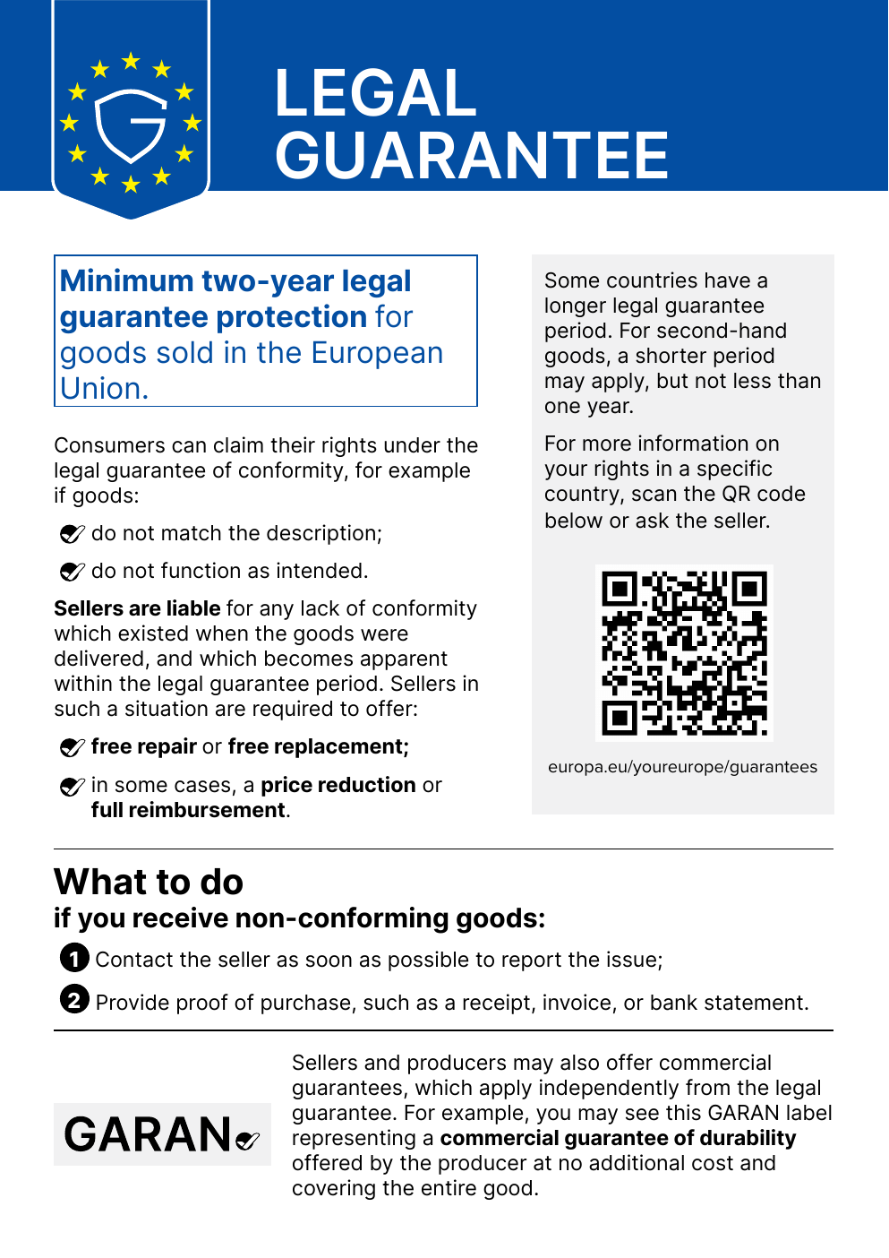 EU legal guarantee label