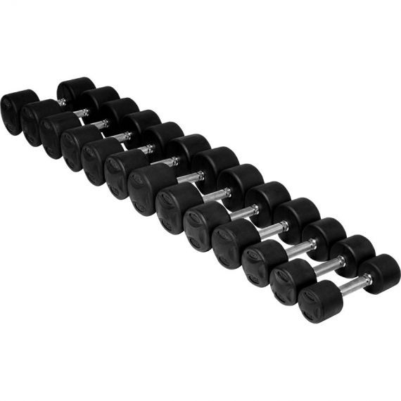5 - 40 kg Rubber Dumbbells - Gummierte Kurzhanteln als Komplettsatz zum Vorteilspreis. ATX®